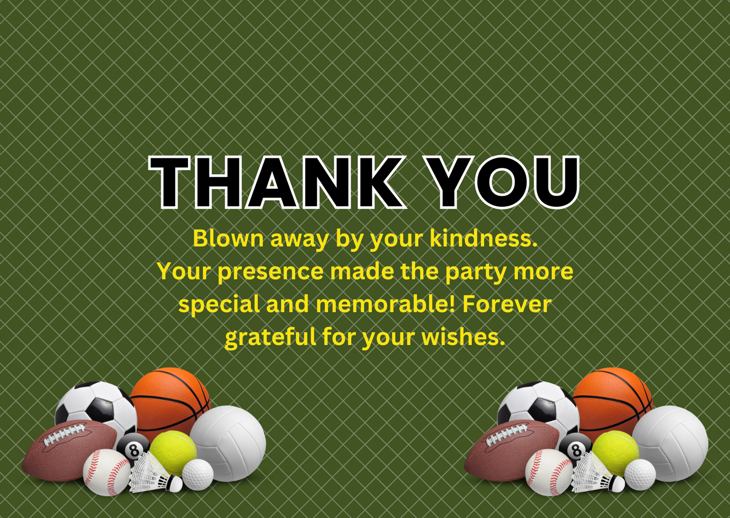 Sports Birthday Thank You Card For Your Birthday
