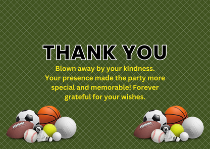 Sports Birthday Thank You Card For Your Birthday