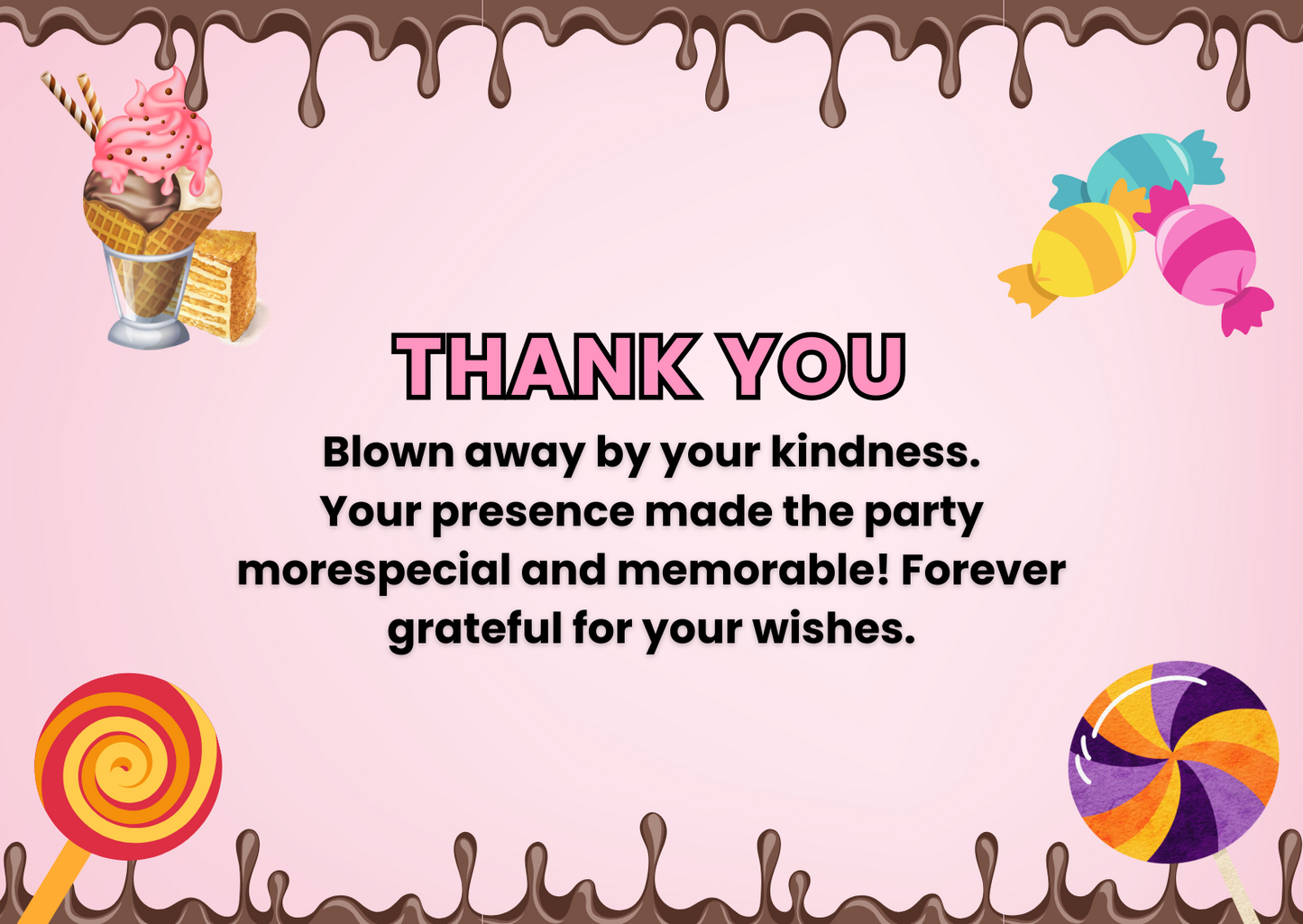 Digital Sweet Sugar Rush Birthday Thank You Card