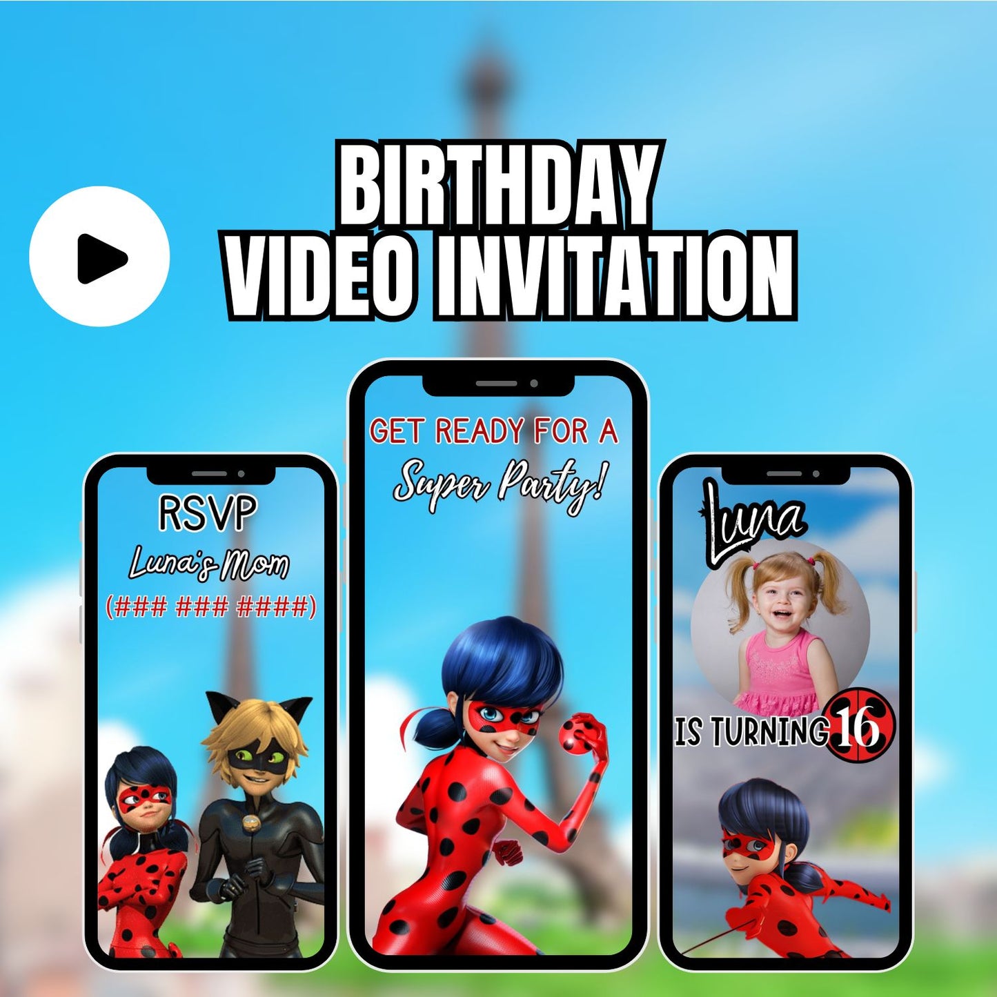 Tales of Ladybug & Cat Noir Birthday Video Invitation