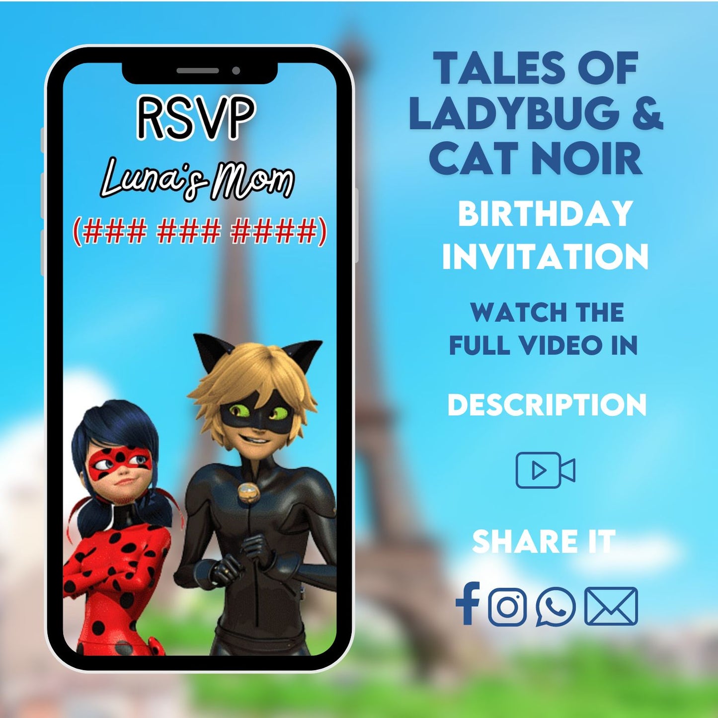 Tales of Ladybug & Cat Noir Birthday Video Invitation