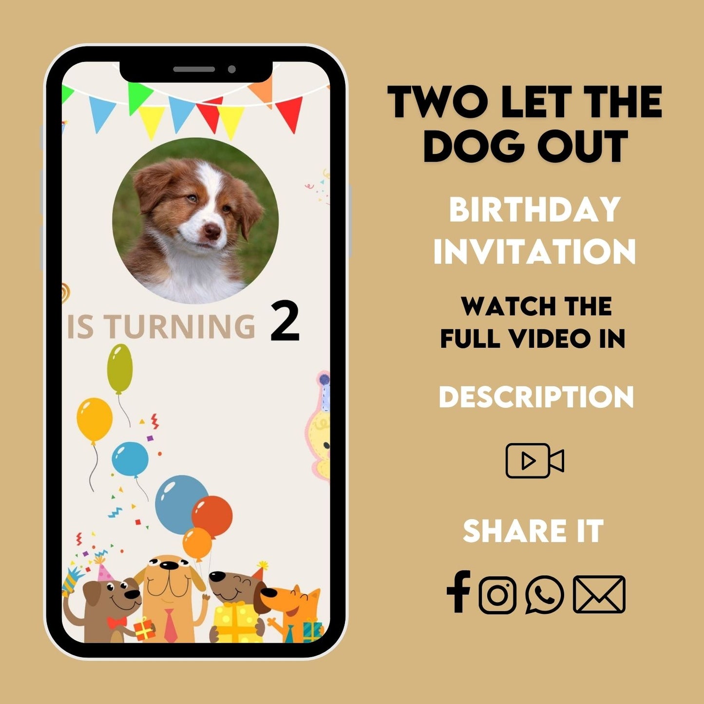 Two Let the dog out Animated Birthday video invitation