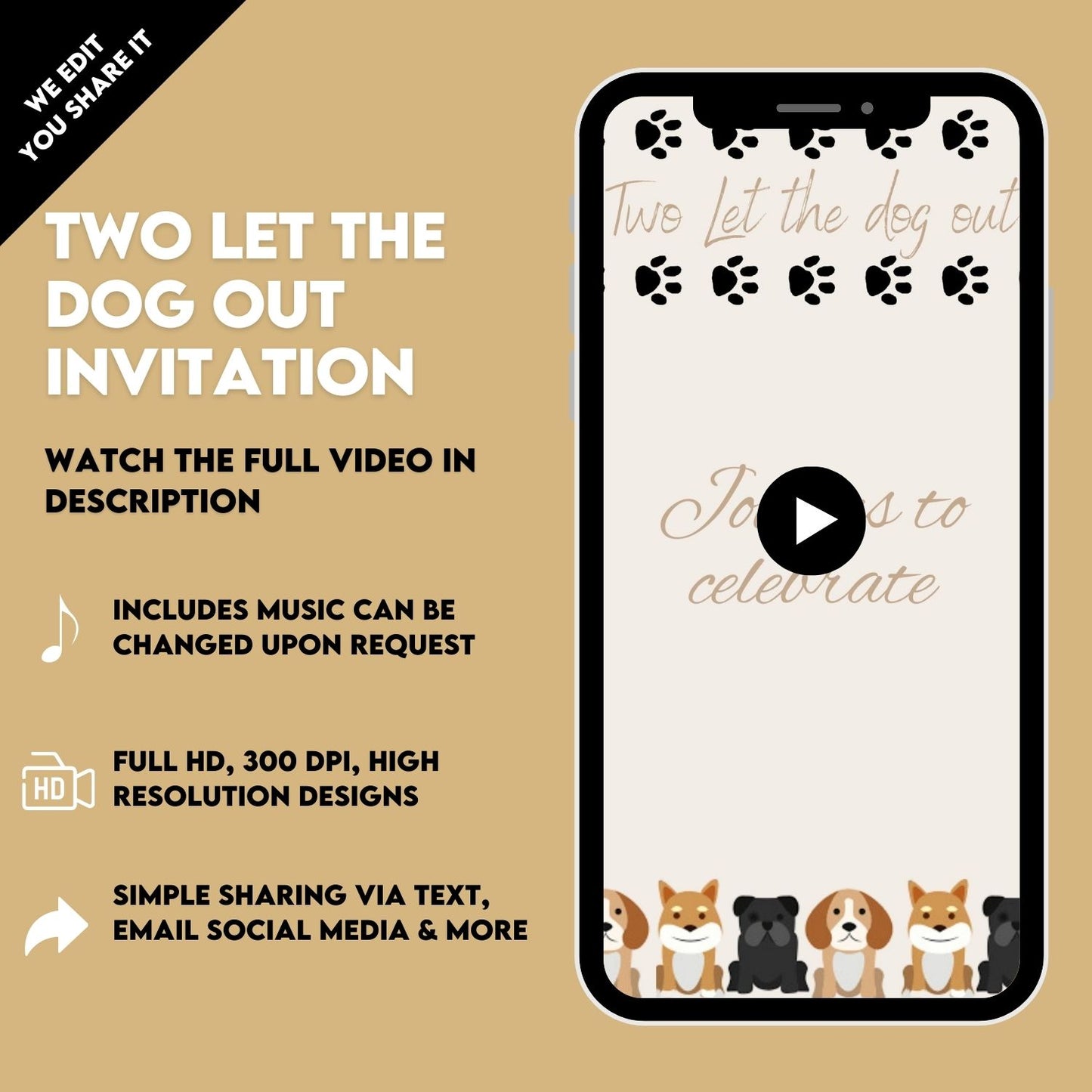 Two Let the dog out Animated Birthday video invitation