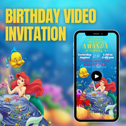 Under the Sea Adventure Personalized Little Mermaid Birthday Video Invitation