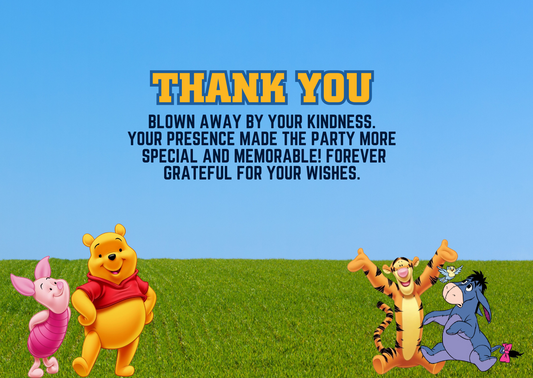 Digital Winnie The Pooh Birthday Thank You Card