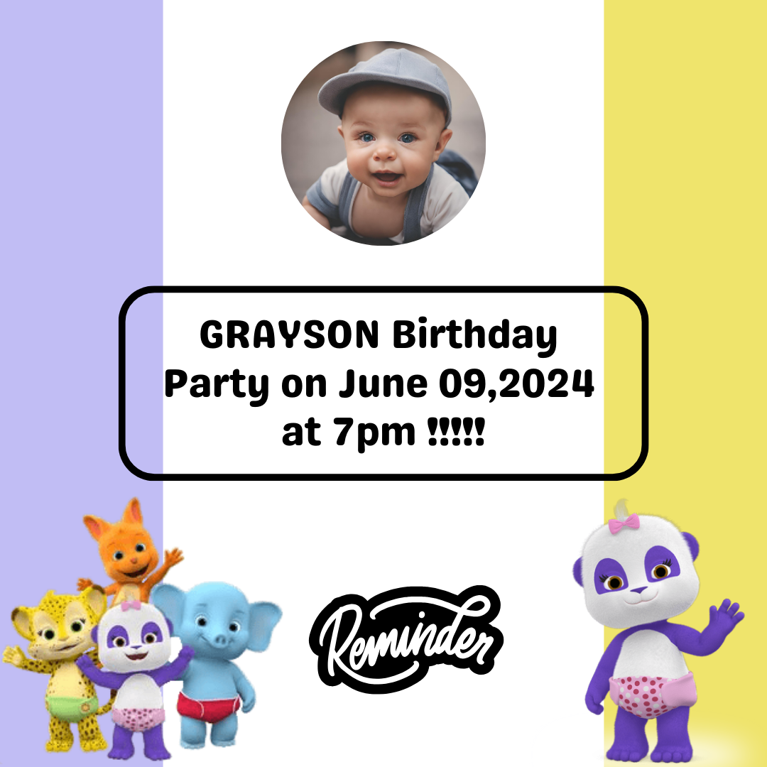Word Party Reminder Card For Your Birthday or Event