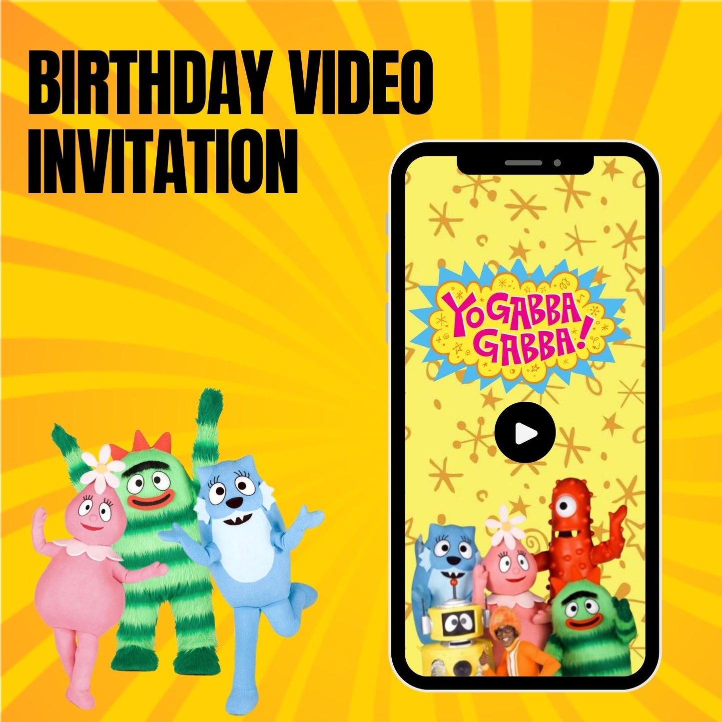 Personalized Yo Gabba Gabba Birthday Video Invitation | Customizable and Fun