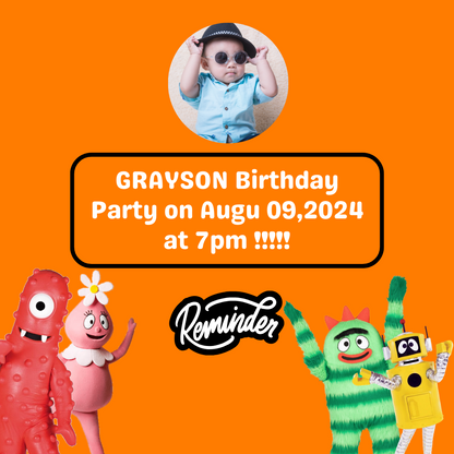 Yo Gabba Gabba Birthday Reminder Card For Your Birthday or Event