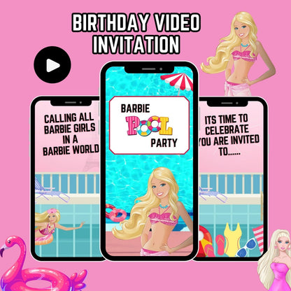 Barbie Pool Party Video Invitation | Animated Party Video Invite