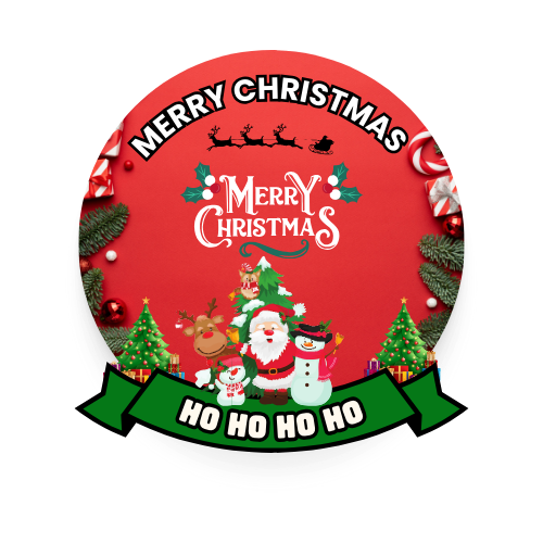 Digital Merry Christmas Theme Party Cake Topper