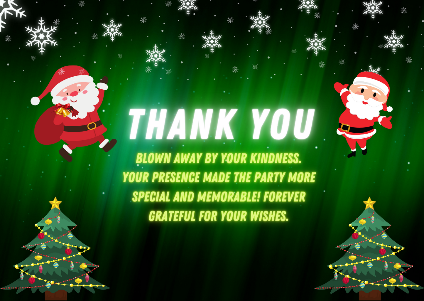Merry Christmas Night Party Thank You Card