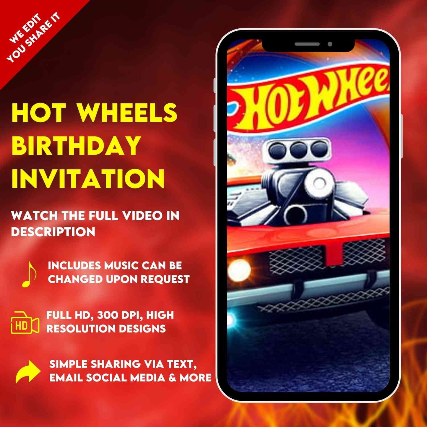 Rev up the Fun! Hot Wheels Birthday Party Video Invitation