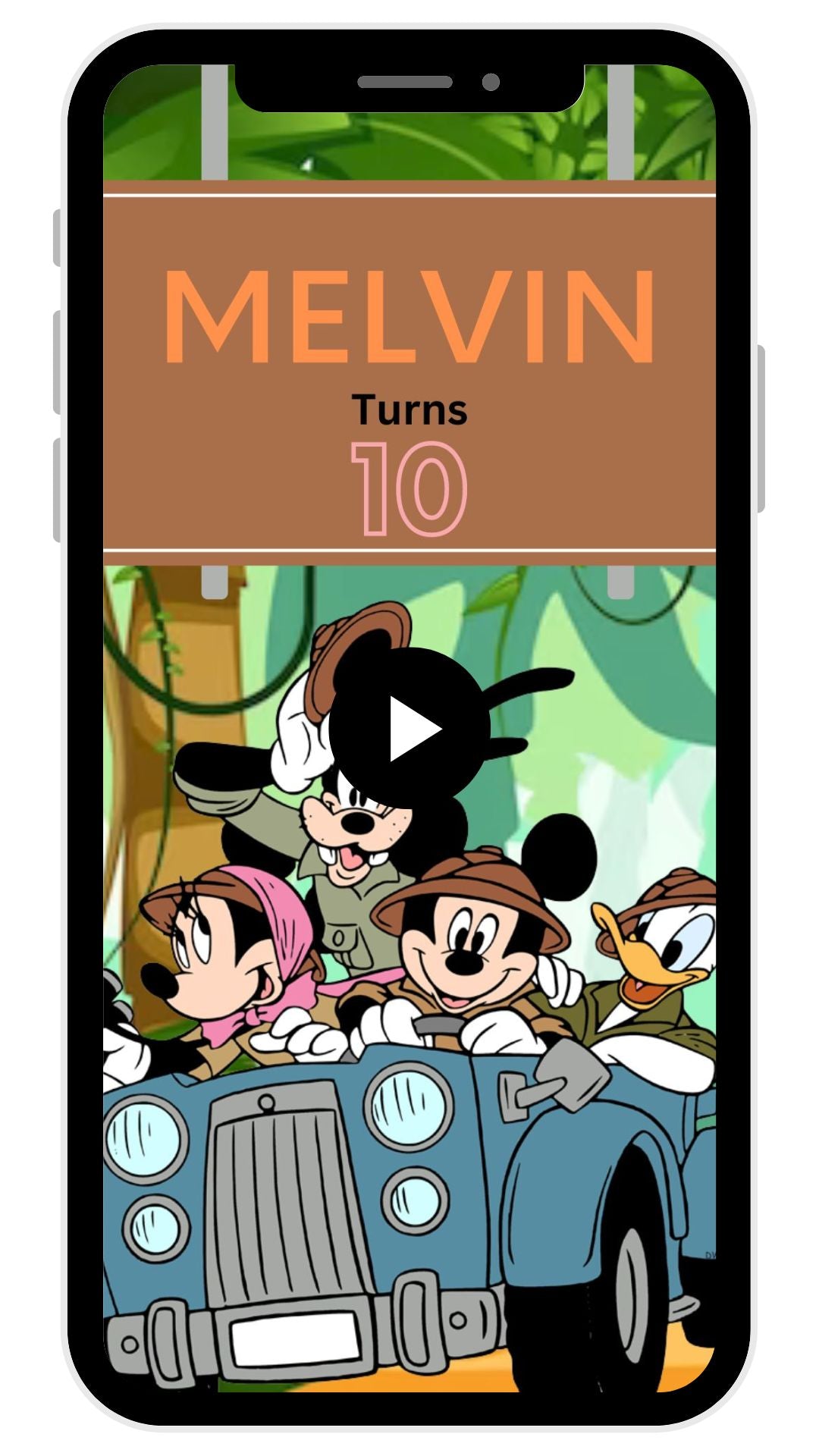 Mickey Safari 10th Birthday Video Invitation | Personalized Party Invite