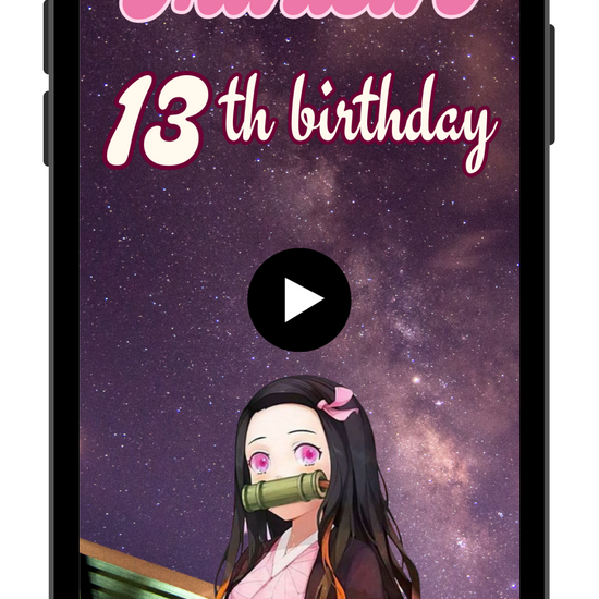 Digital Nezuko-inspired Birthday Video Invitations
