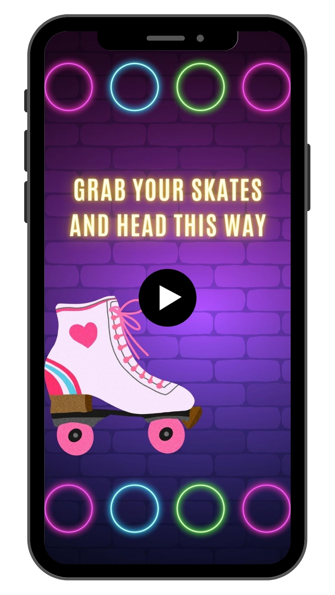 Roller Skating Neon Glow Birthday Video Invitation | Roller Skating Birthday Invite
