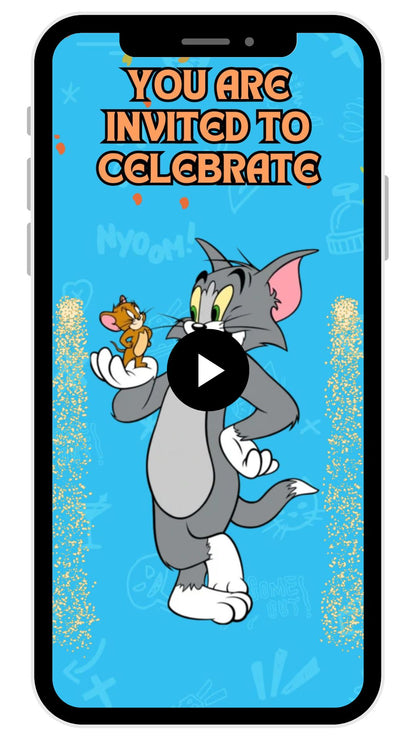 Animated Tom and Jerry 10th Birthday Video Invitation