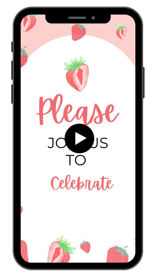 Berry Birthday Video Invitation | Strawberry Birthday Party Invite