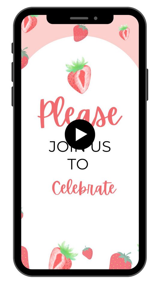 Berry 5th Birthday Video Invitation | Strawberry 5th Birthday Party Invite