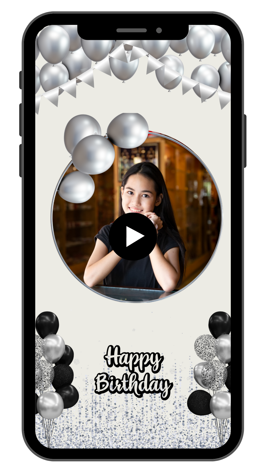 Black & Silver Theme Birthday Party Invitation | Digital Birthday Video Invitation