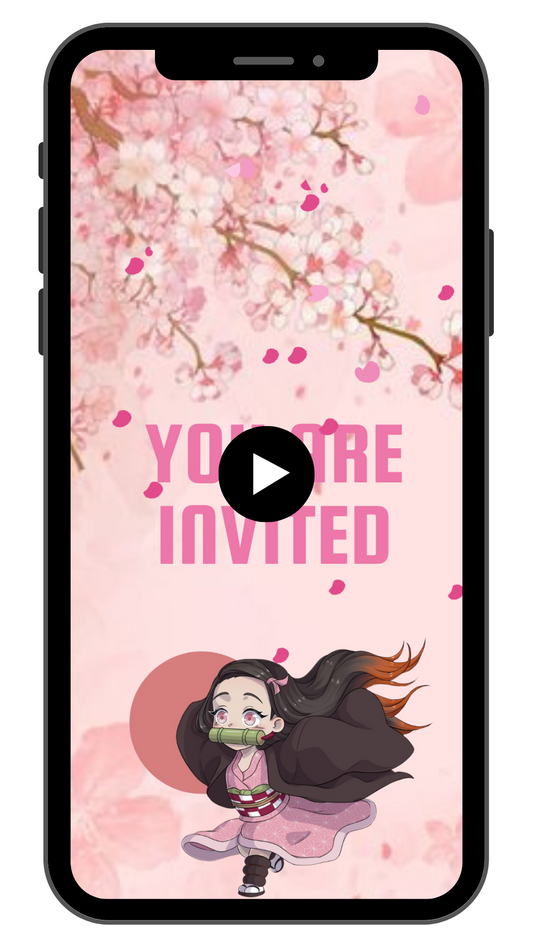 Nezuko Inspired Birthday Party Video Invitation | Digital Birthday Party Invitation