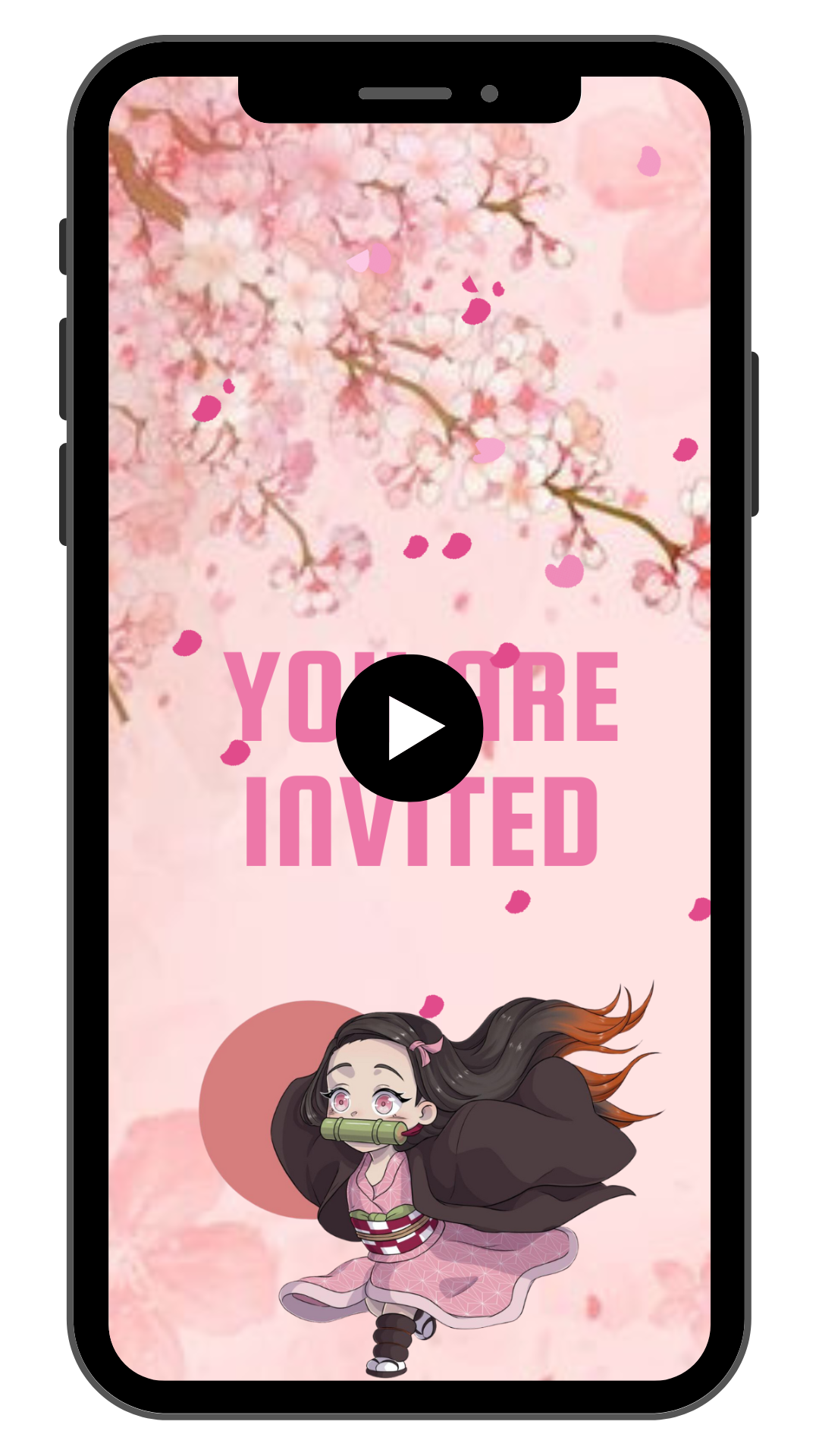 Nezuko Inspired Birthday Party Video Invitation | Digital Birthday Party Invitation