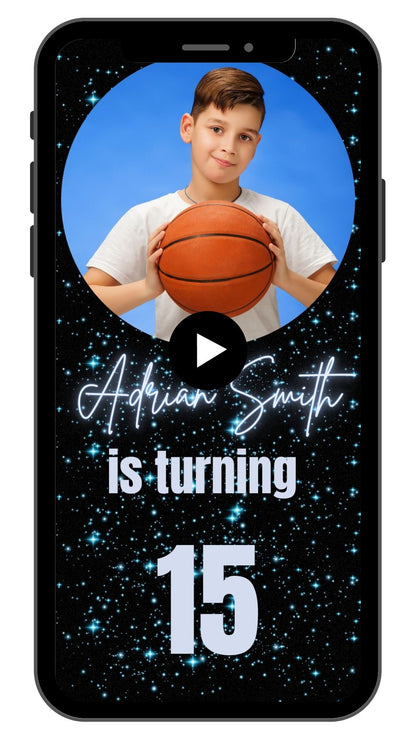 Animated 15th Party Invite For Boys | Digital Video 15th Birthday Invitation