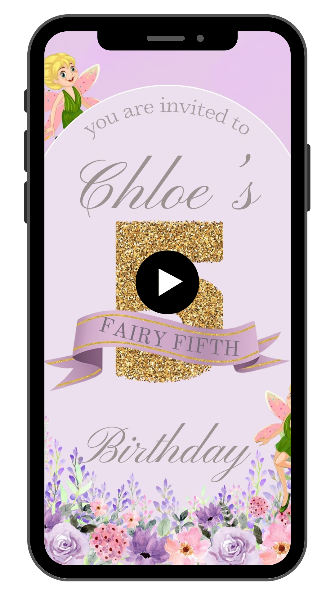 Fairy 5th Birthday video Invitation _ Boho Arch 5th Birthday Party Invite