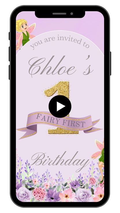 Fairy 3rd Birthday video Invitation | Boho Arch 3nd Birthday Party Invite