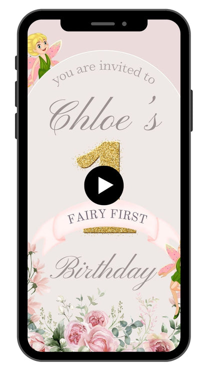 Fairy Birthday Video Invitation | Boho Arch Birthday Invite