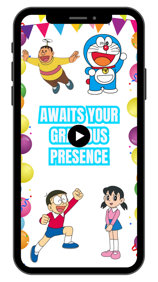 Doraemon Birthday Video Invitation | Custom Doremon Theme Party Invitation