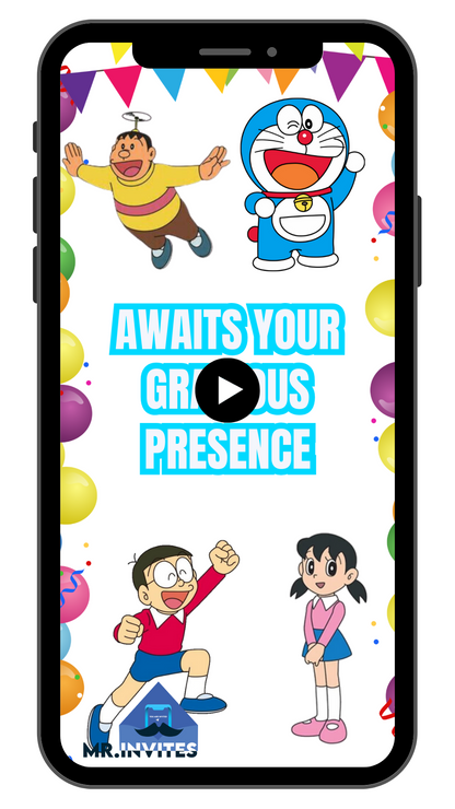 Doraemon Birthday Video Invitation | Custom Doremon Theme Party Invitation