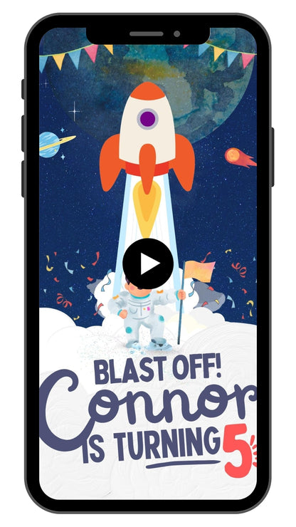 Cute Space Birthday Video Invitation For Kids | Space Birthday Invitation Template