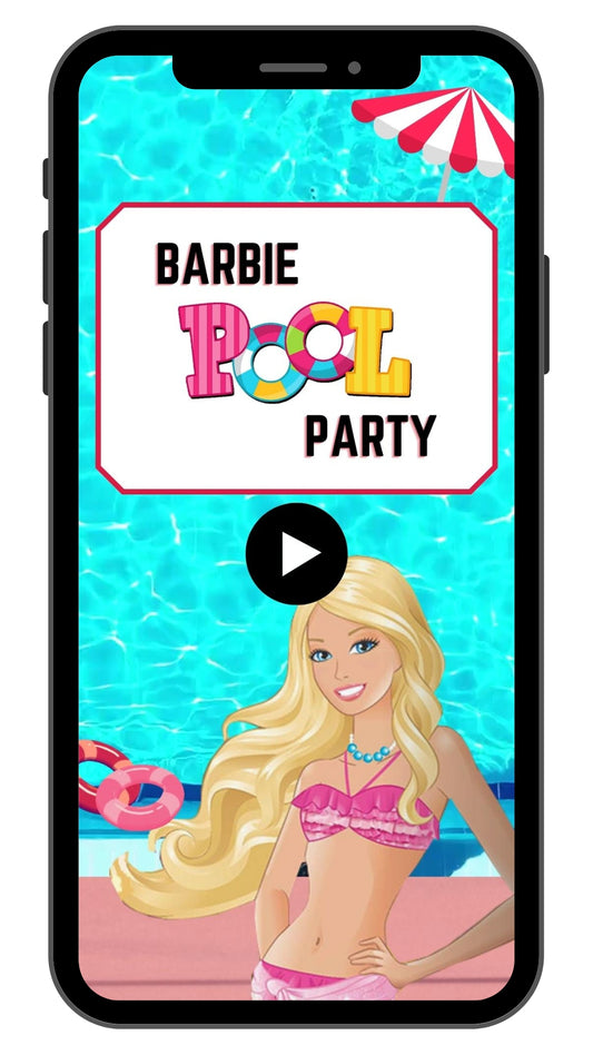 Barbie Pool Party Video Invitation | Animated Party Video Invite