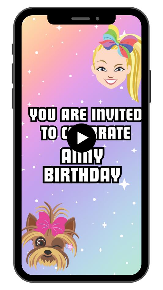 Jojo Siwa Birthday video Invitations | Jojo Siwa Customizable Party video Invites