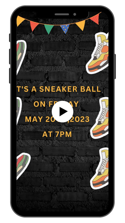 Multi Color Sneaker Ball Birthday Video Invitation | Birthday Party Invite