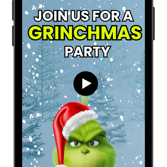 Merry Grinchmas Digital Birthday Video Invitation | Customizable Video Invitation