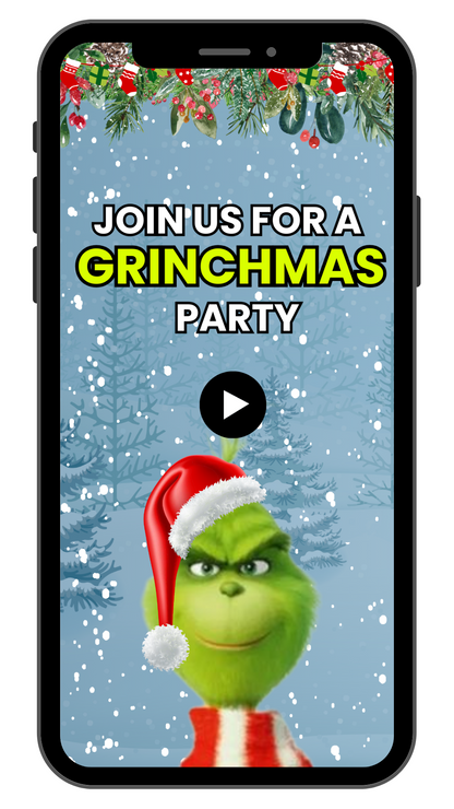 Merry Grinchmas Digital Birthday Video Invitation | Customizable Video Invitation