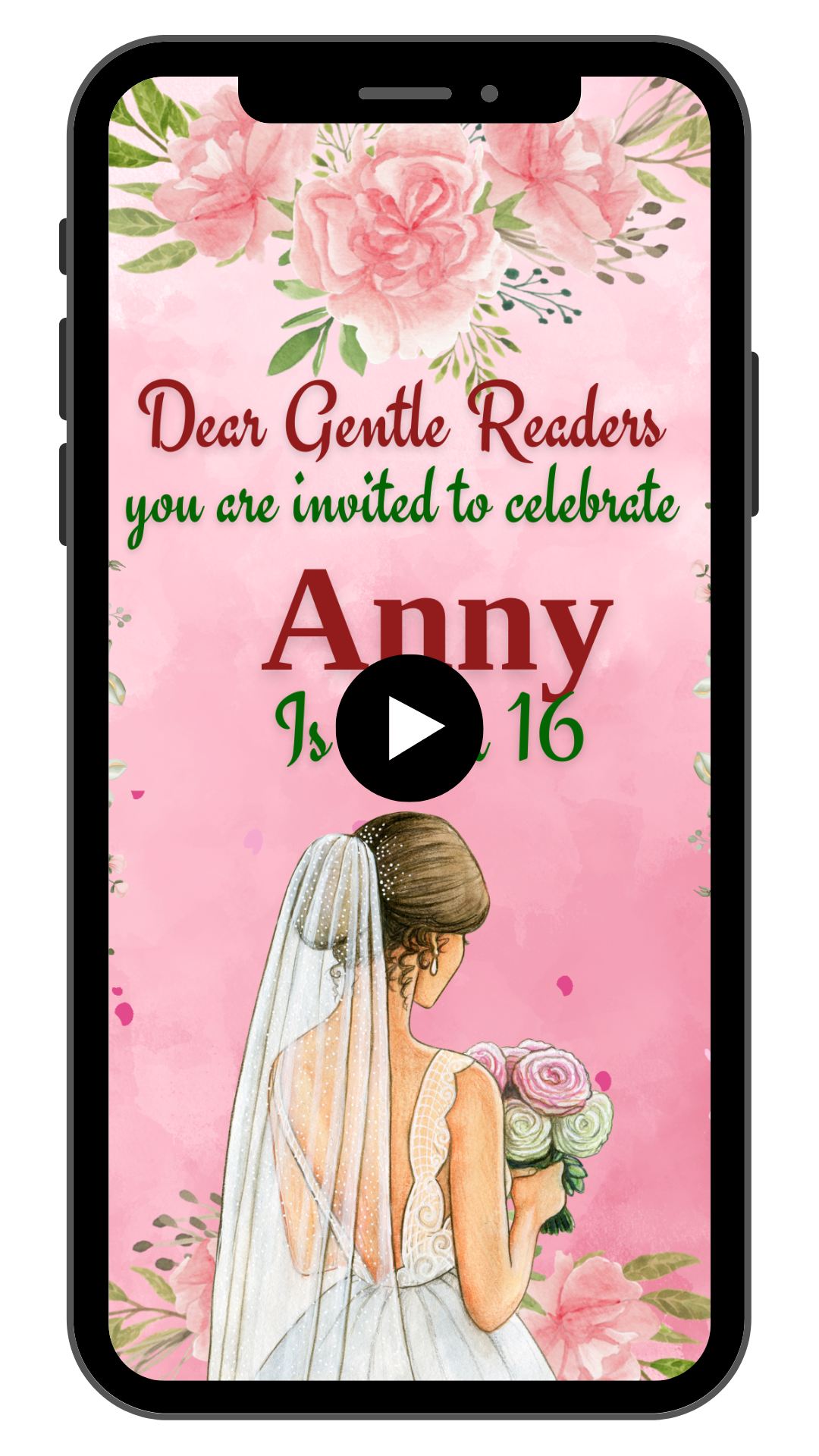 Quinceanera Pink Animated Video Invitation | Invitation + RSVP Webpage ...