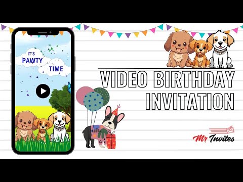 Blank Dog Birthday Video Invitation | Animated Dog Party invite