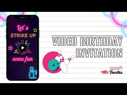 Animated Bowling Birthday Video Invitations | Custom Bowling Party Inite