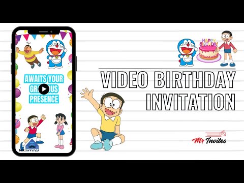 Doraemon 8th Birthday Video Invitation | Custom Doremon Theme Party Invitation