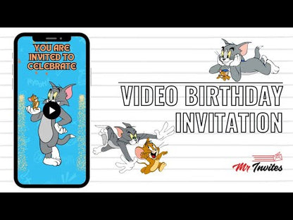 Animated Tom and Jerry 10th Birthday Video Invitation