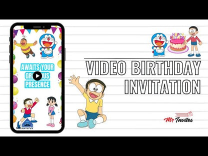 Doraemon 7th Birthday Video Invitation | Custom Doremon Theme Party Invitation