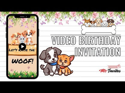 Cat and Dog Birthday Video Invitation | Peronalized Cat and Dog Invite